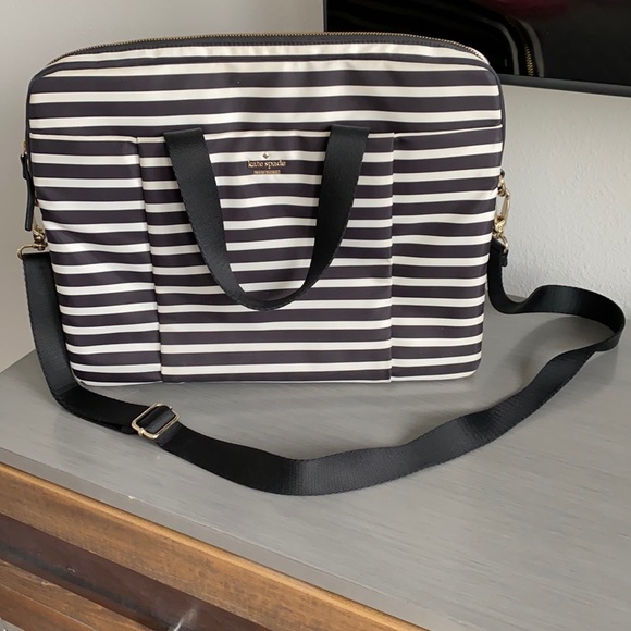 kate spade Black and Ivory Striped Laptop Bag - Picture 7 of 14